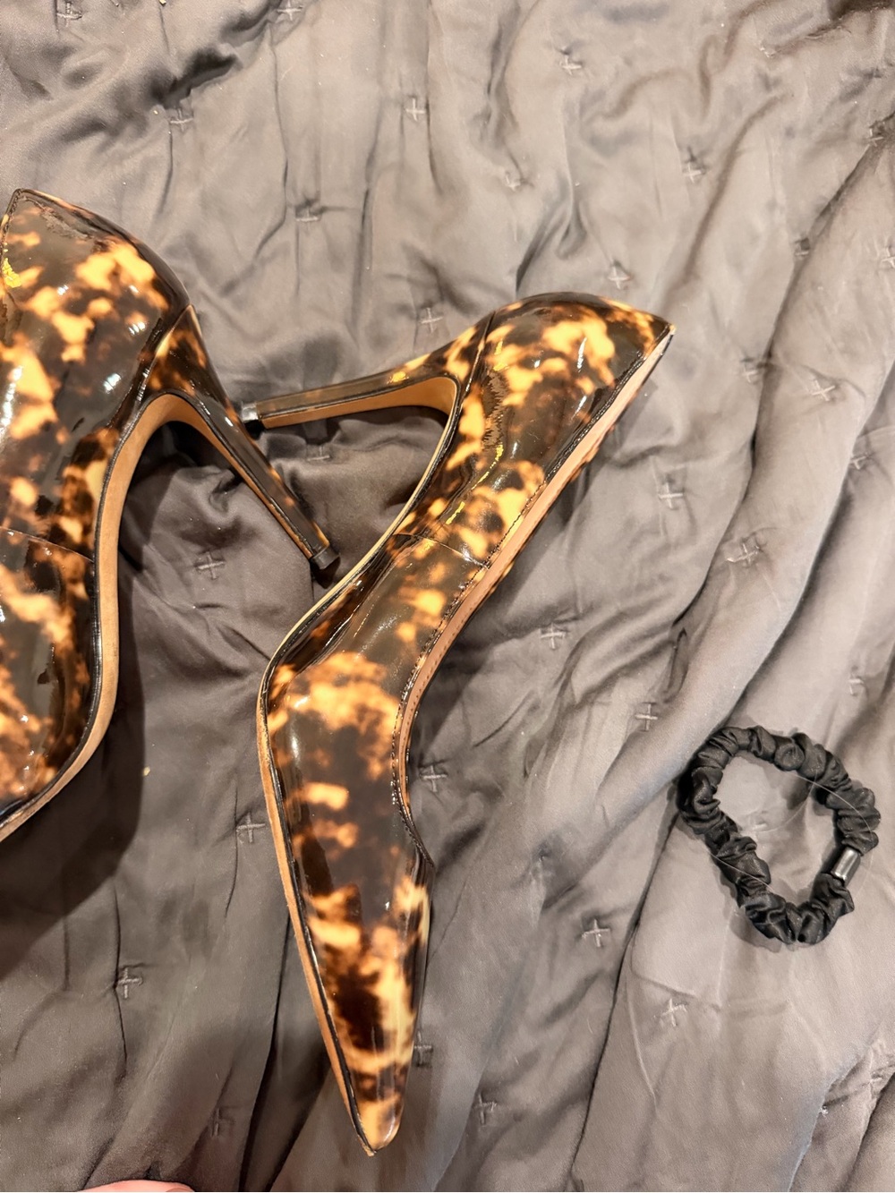 kate spade | Tortoiseshell Patent Leather Pointed-Toe Pumps - Brown/Black (7M) - Picture 8 of 10